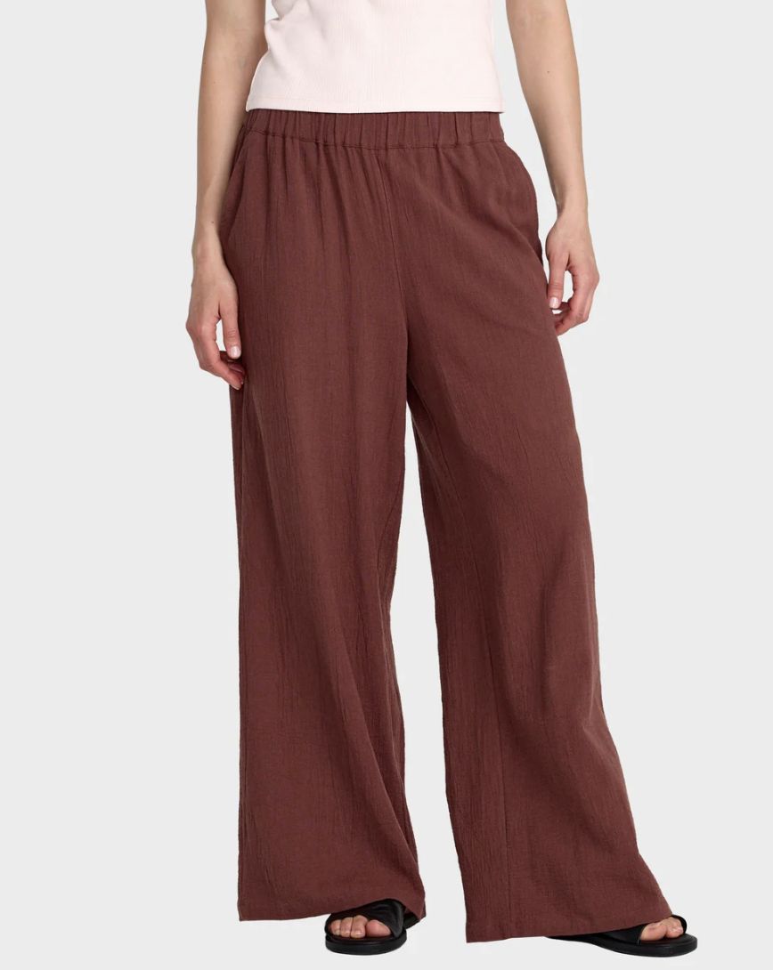 RVCA WOMENS NEW YUME WIDE PANT - TERRA BROWN