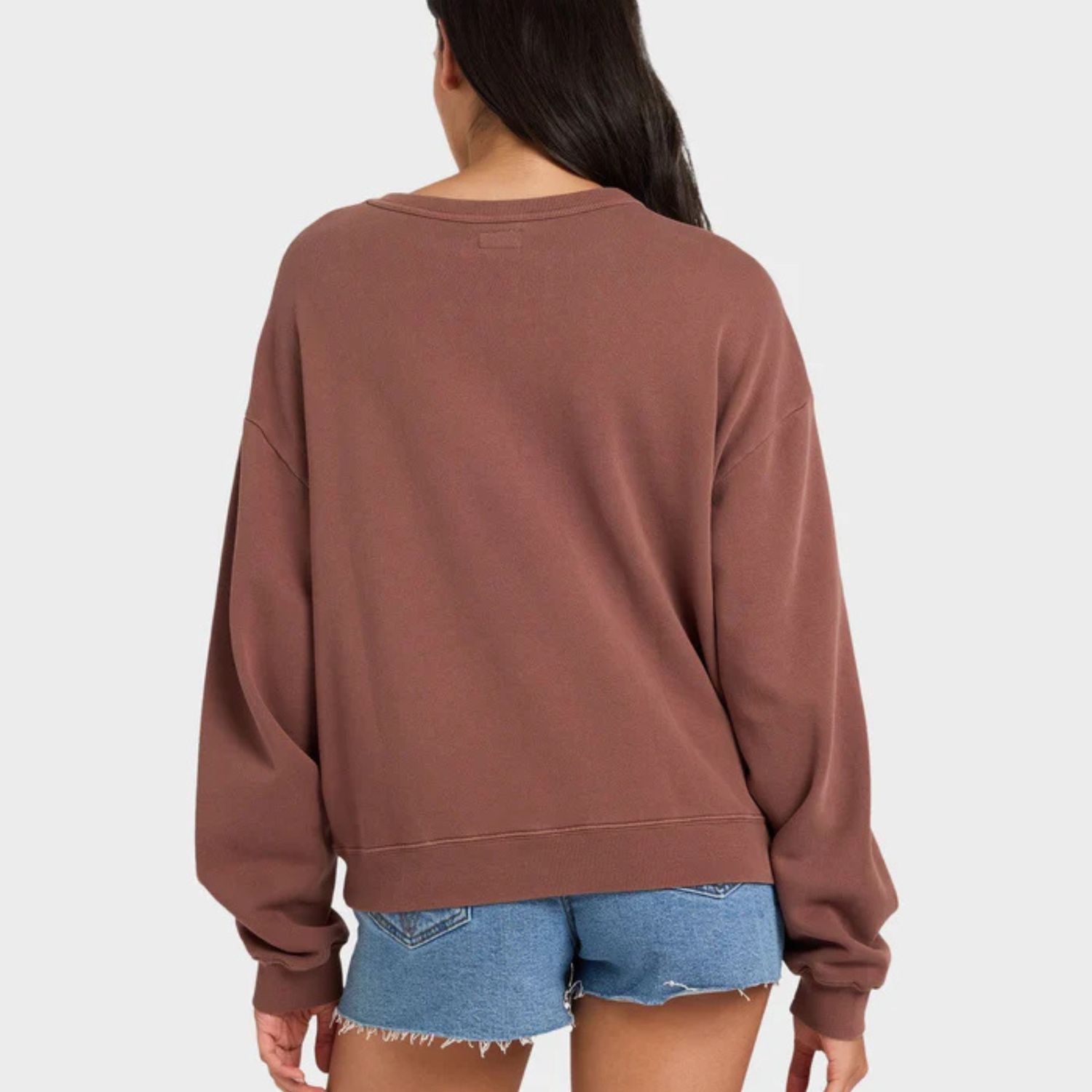 RVCA WOMENS RVCA POCKET CREW SWEATSHIRT - TERRA BROWN