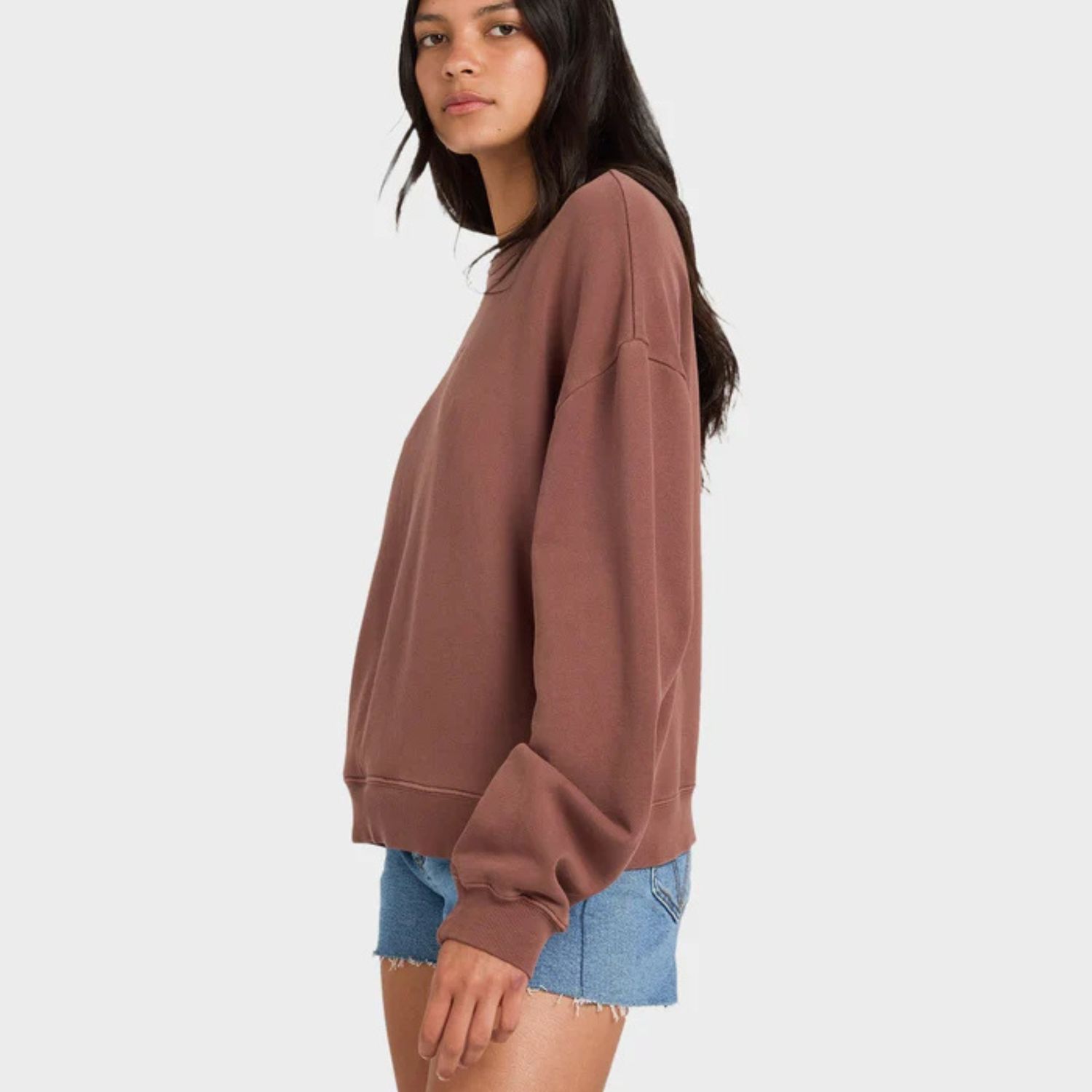 RVCA WOMENS RVCA POCKET CREW SWEATSHIRT - TERRA BROWN