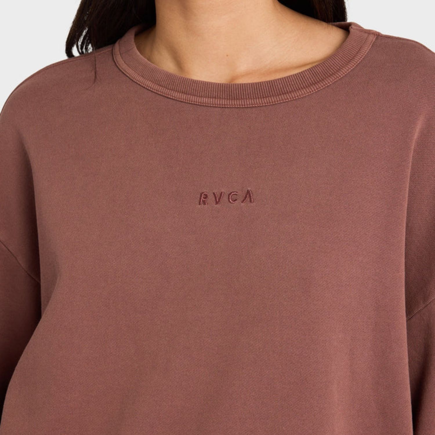 RVCA WOMENS RVCA POCKET CREW SWEATSHIRT - TERRA BROWN
