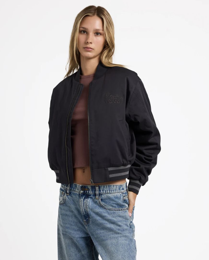 RVCA WOMENS RYAN BOMBER JACKET - BLACK