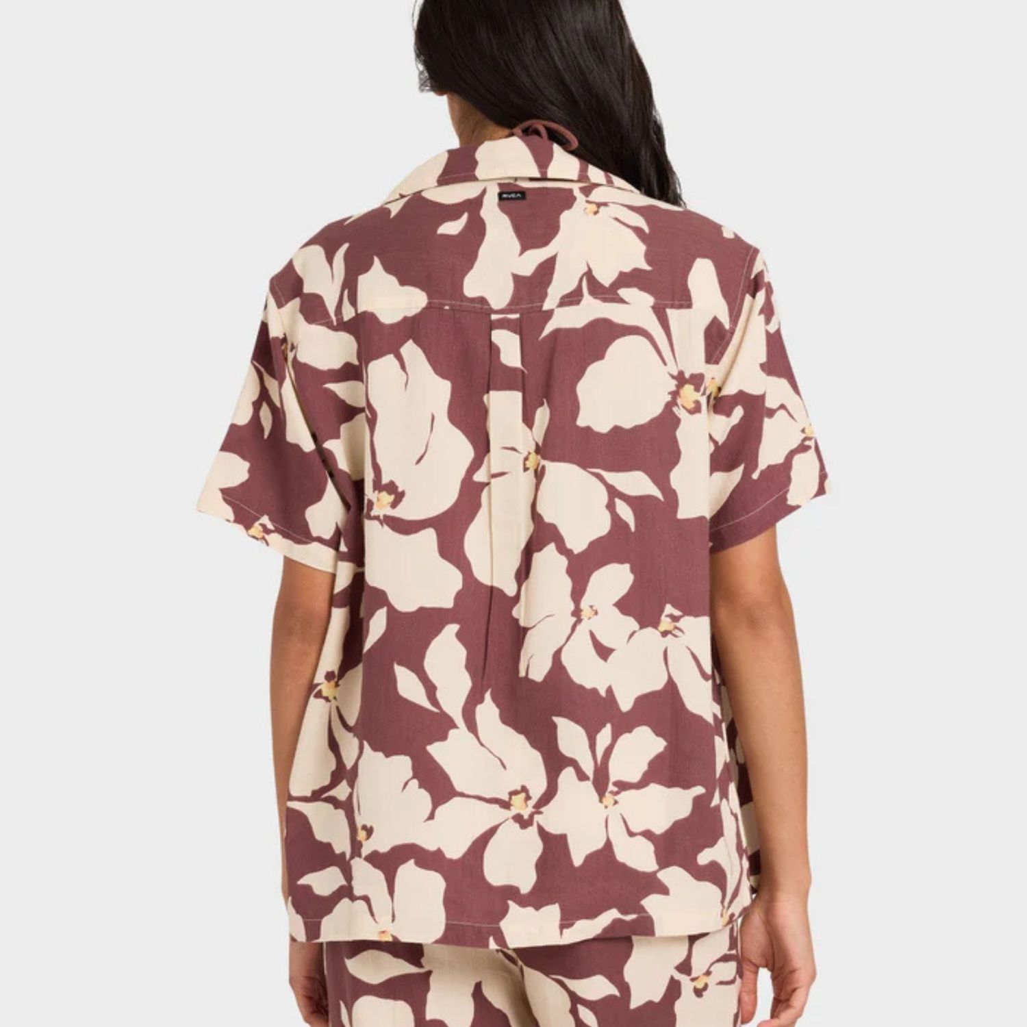 RVCA WOMENS RHI SS OVERSHIRT - TERRA BROWN