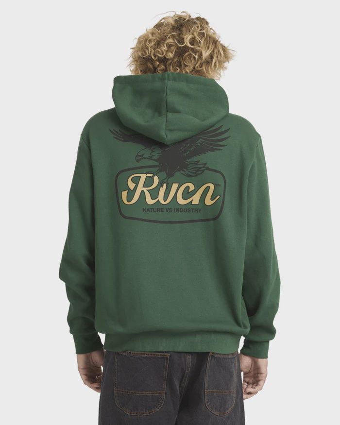 RVCA MENS ON WINGS HOODIE - GRASS GREEN