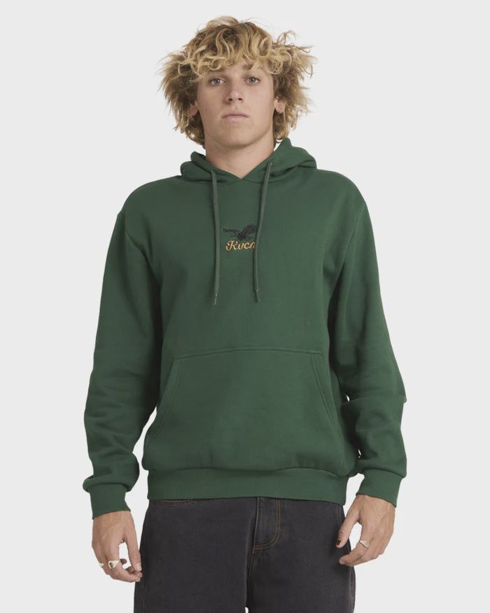 RVCA MENS ON WINGS HOODIE - GRASS GREEN