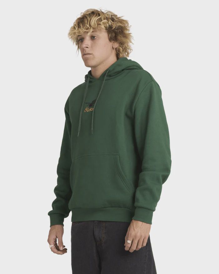 RVCA MENS ON WINGS HOODIE - GRASS GREEN