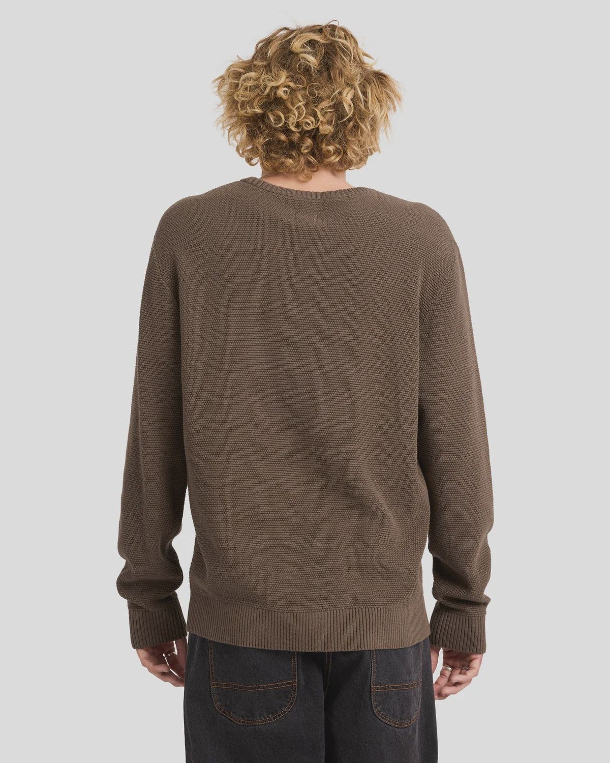 RVCA MENS DUKE CREW KNIT - MOCHA