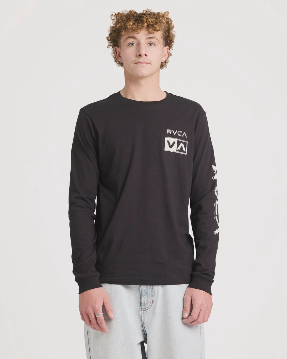 RVCA MENS BIG RVCA GLITCH LS TEE - BLACK