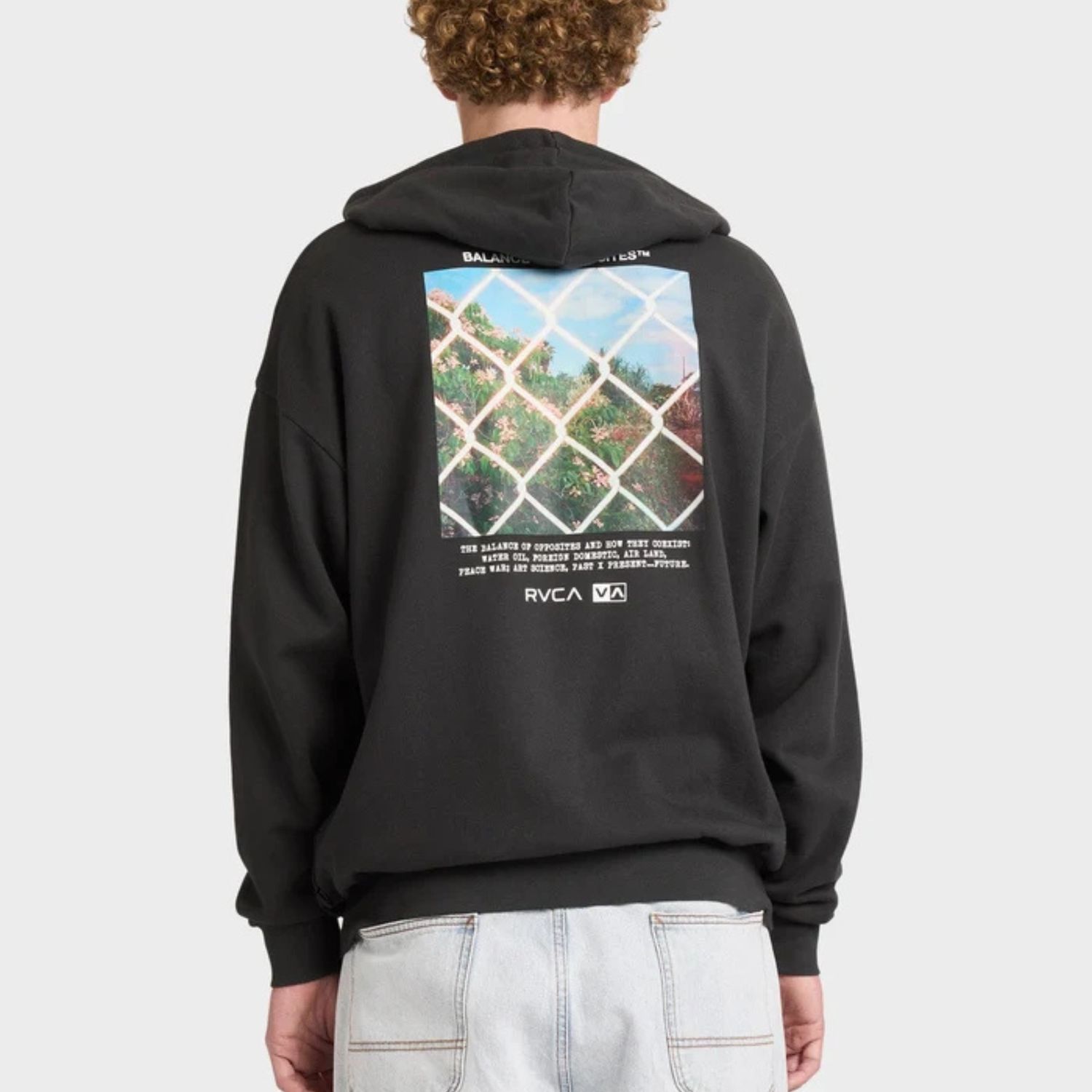 RVCA MENS THRU VIEW HOODIE - PIRATE BLACK