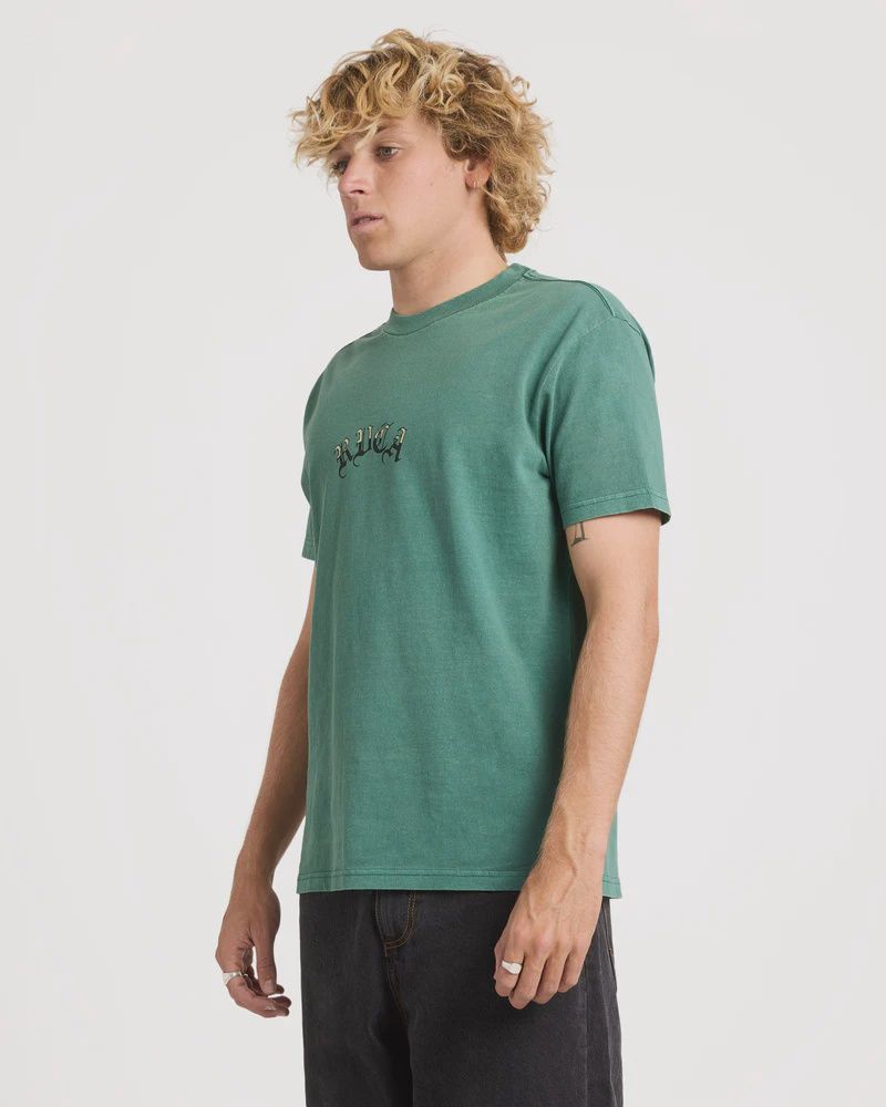 RVCA MENS OLDE RVCA SS TEE - GRASS GREEN