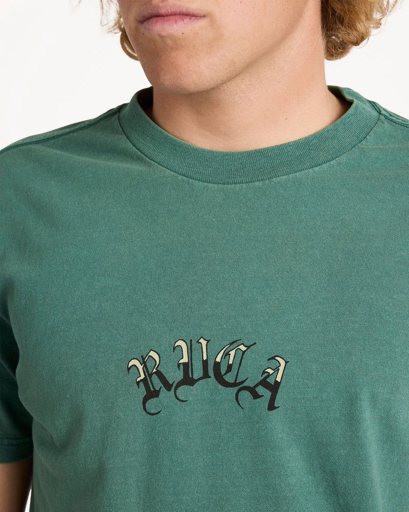 RVCA MENS OLDE RVCA SS TEE - GRASS GREEN