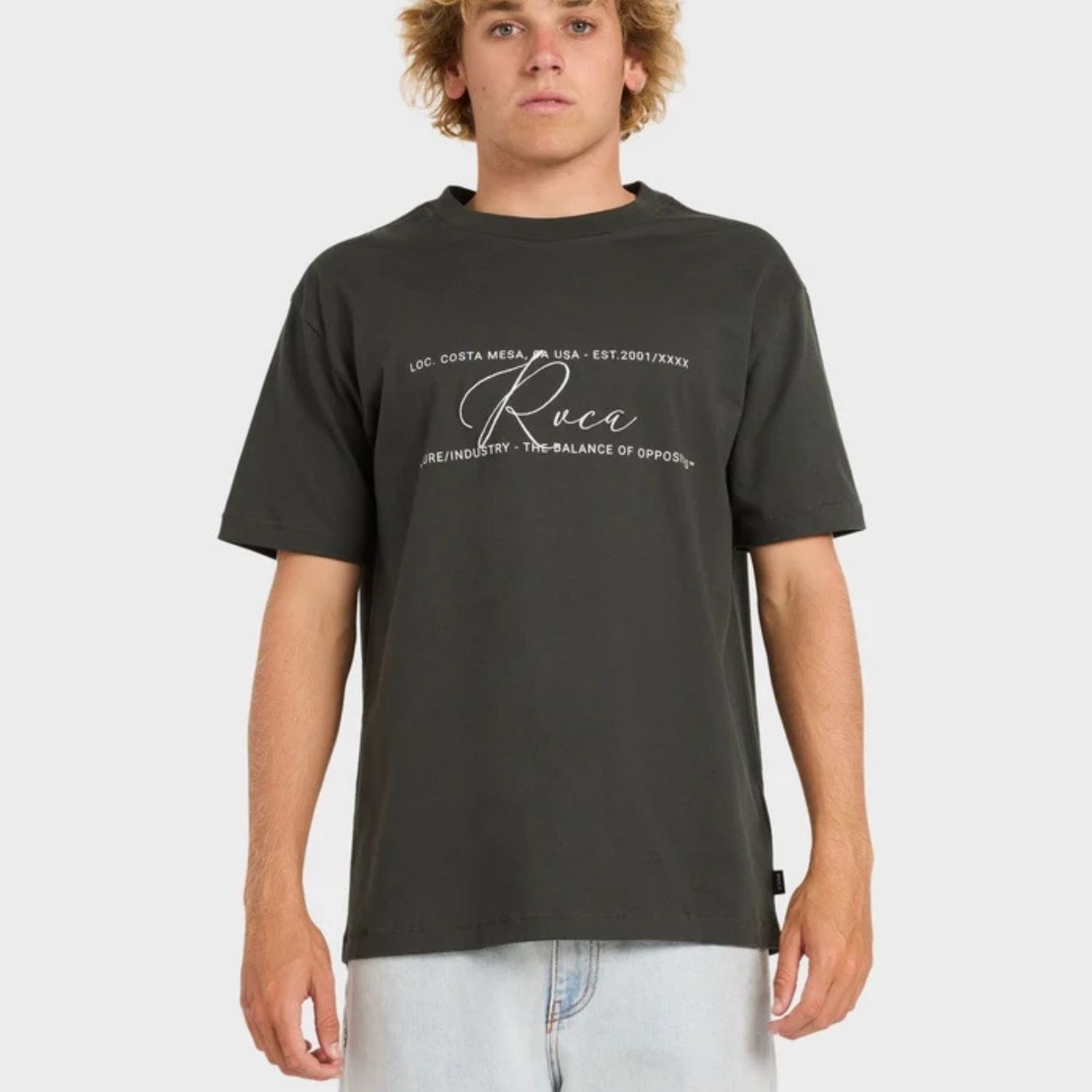 RVCA MENS RVCA OVER BRUSH SS TEE - PIRATE BLACK