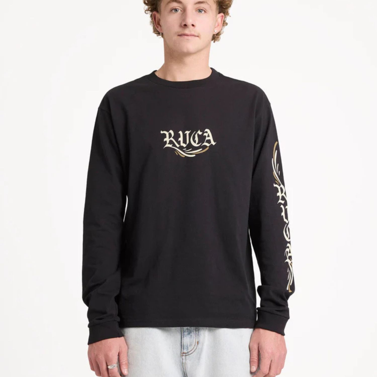 RVCA MENS RETRACT LS TEE - BLACK