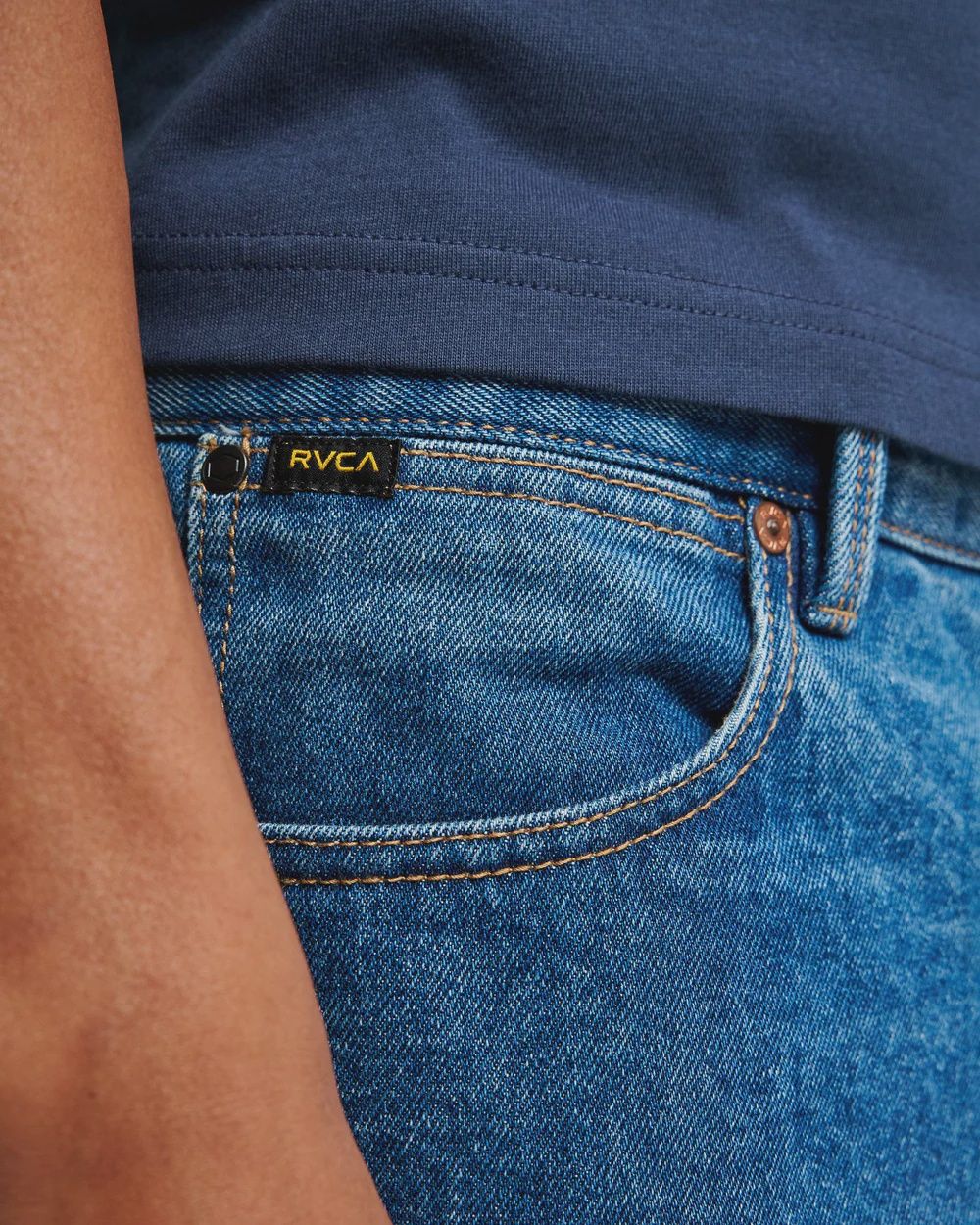 RVCA MENS AMERICANA DAYSHIFT DENIM JEAN - BLUE COLLAR
