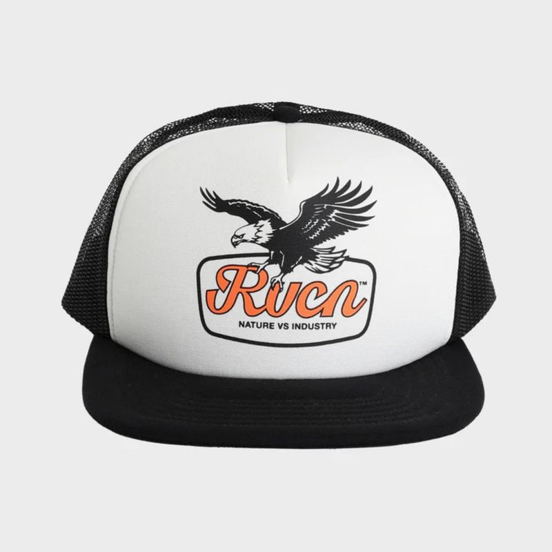 RVCA MENS ON WINGS TRUCKER CAP - WHITE/BLACK