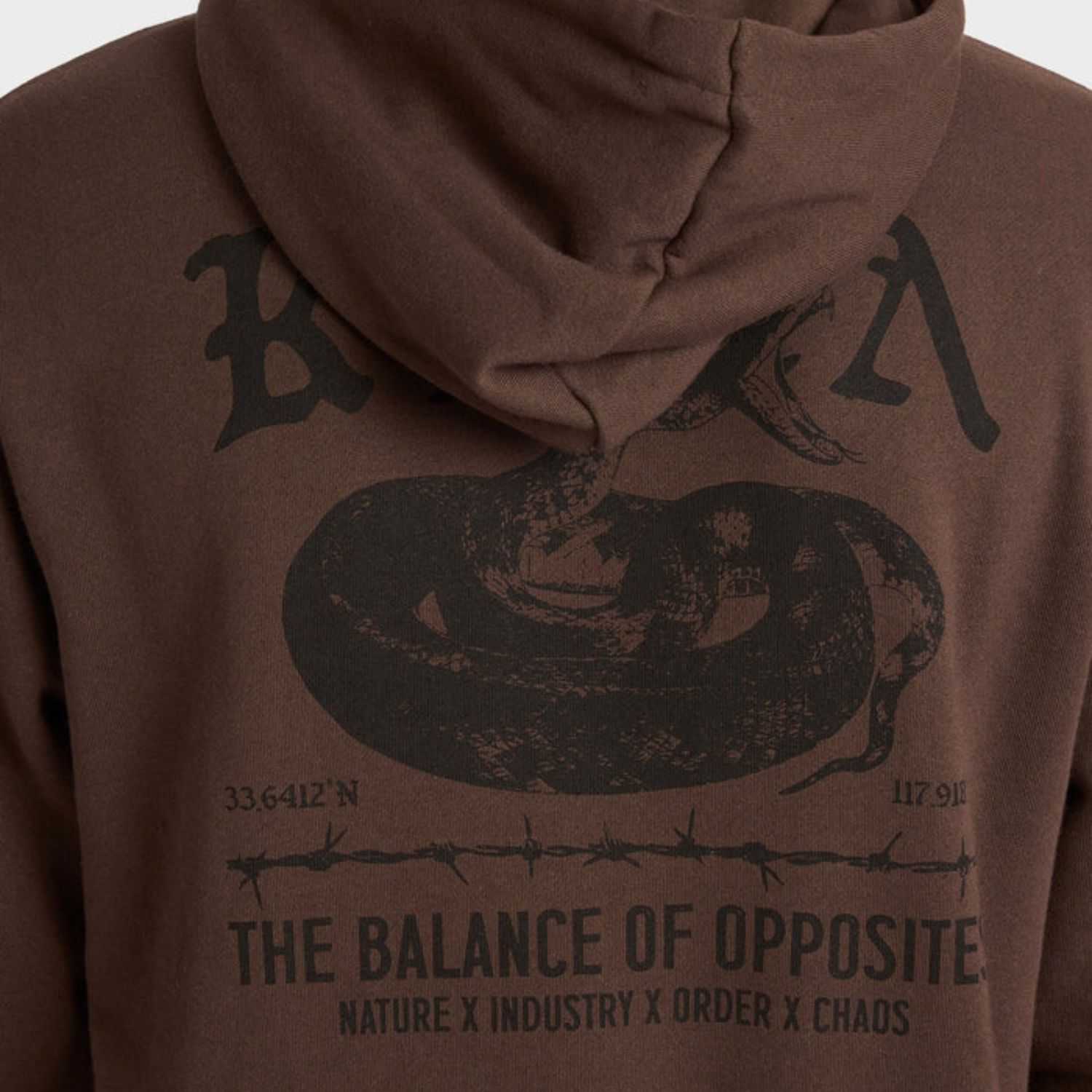 RVCA MENS VENOM BITE HOODIE - MOCHA