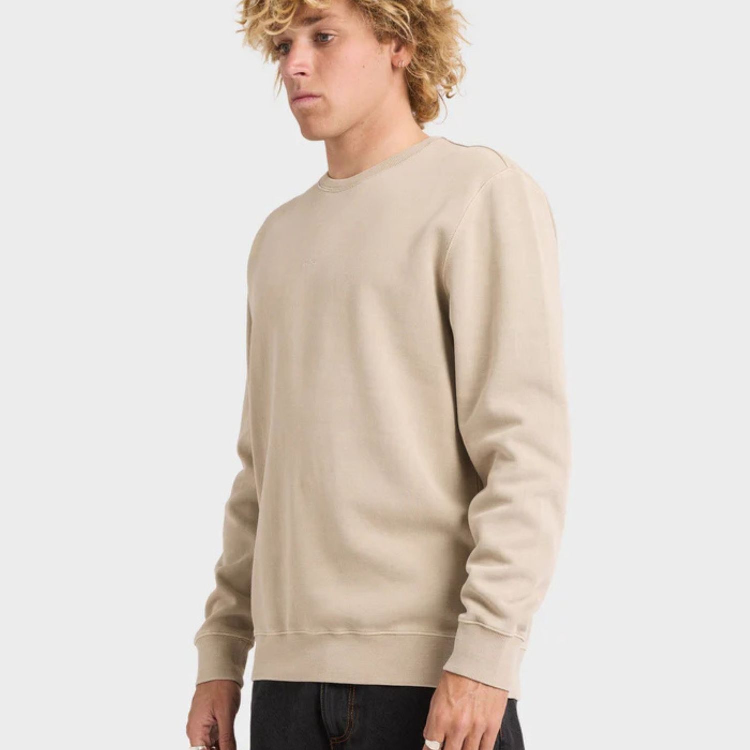 RVCA MENS LITTLE RVCA CREW - LIGHT KHAKI