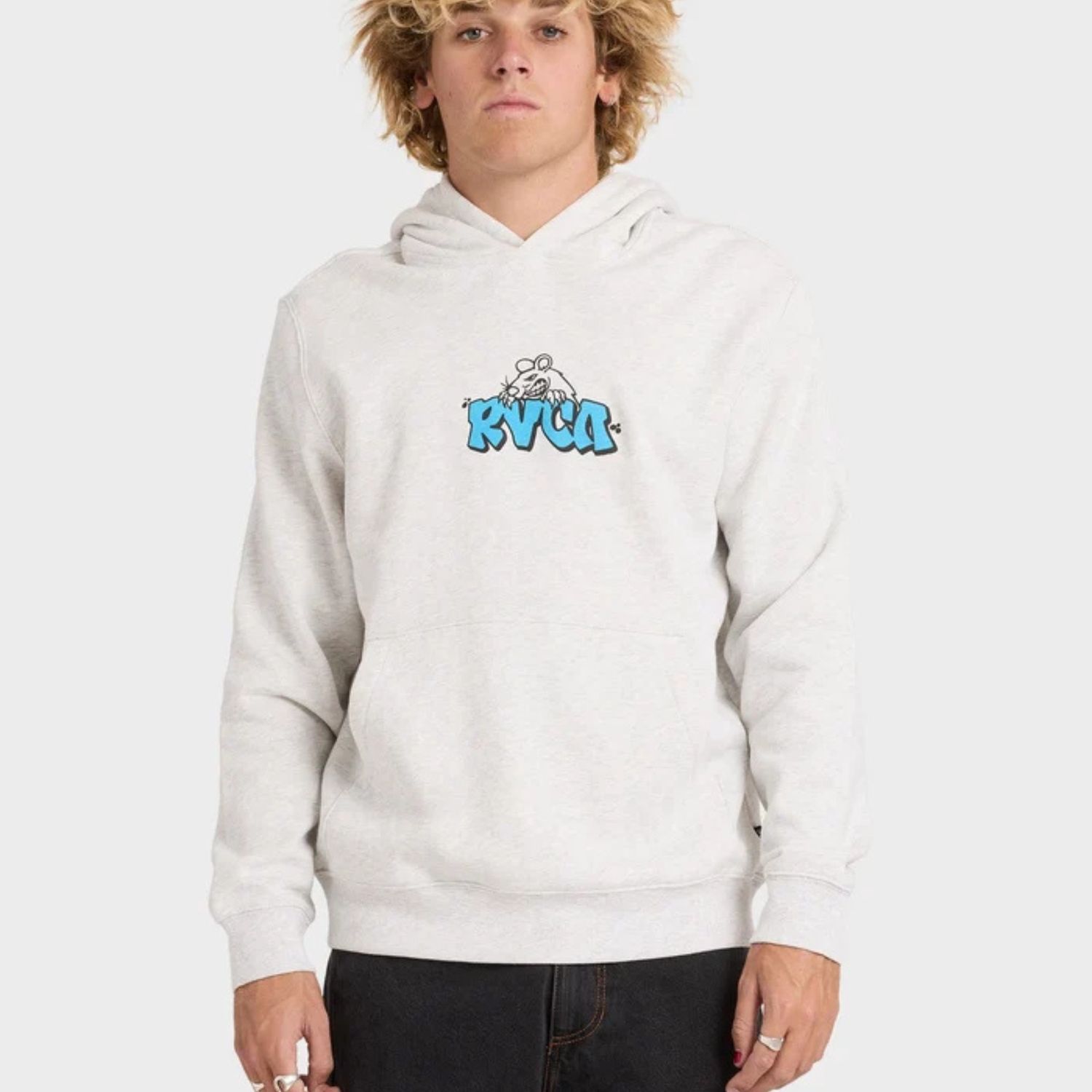 RVCA MENS RATNEST HOOD - ASH HEATHER
