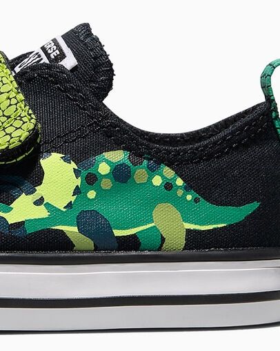 CONVERSE INFANT CT EASY ON DINOS LOW - BLACK/WHITE/NEON MANTIS
