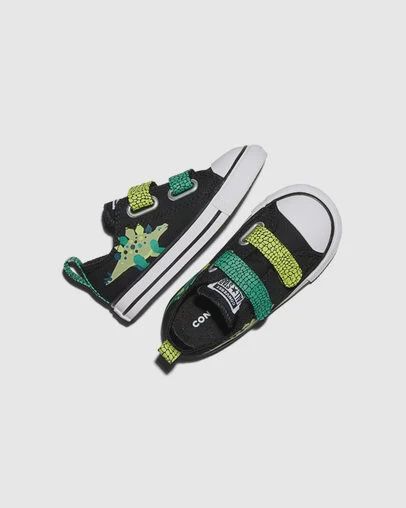 CONVERSE INFANT CT EASY ON DINOS LOW - BLACK/WHITE/NEON MANTIS