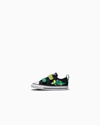 CONVERSE INFANT CT EASY ON DINOS LOW - BLACK/WHITE/NEON MANTIS