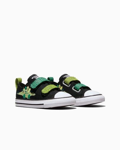 CONVERSE INFANT CT EASY ON DINOS LOW - BLACK/WHITE/NEON MANTIS