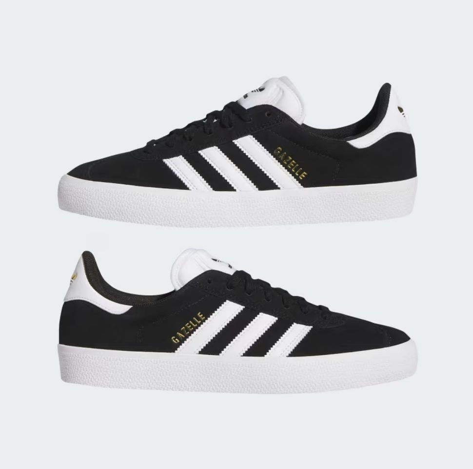 ADIDAS UNISEX GAZELLE ADV - CORE BLACK / FTWWHT / GOLD METALLIC