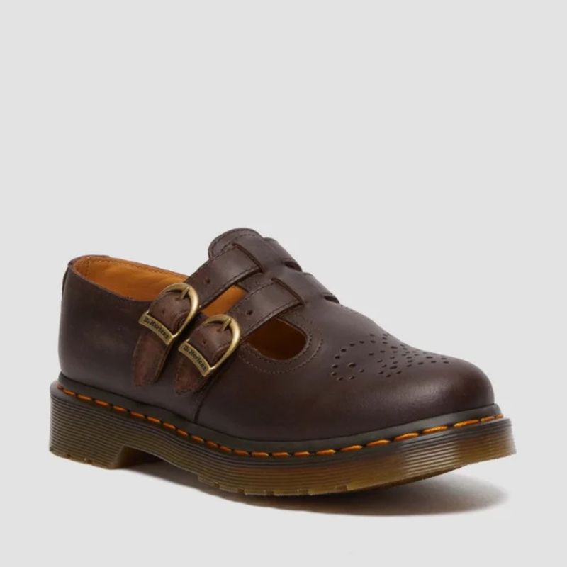 DR MARTENS 8065 MARY JANE -  DARK BROWN CRAZY HORSE