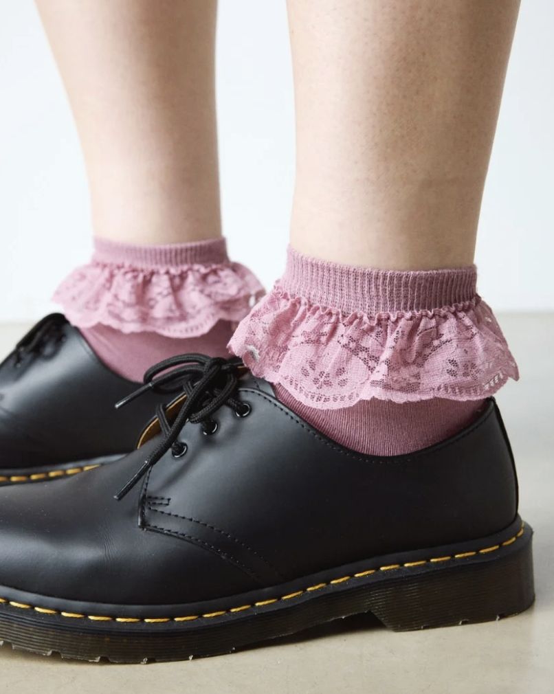 DR MARTENS FRILL SOCK - DUSTY ROSE