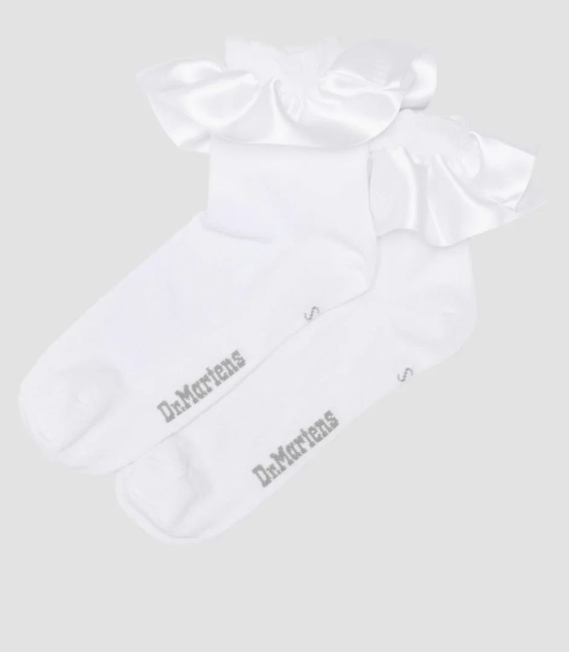 DR MARTENS SATIN FRILL SOCKS - WHITE ORGANIC