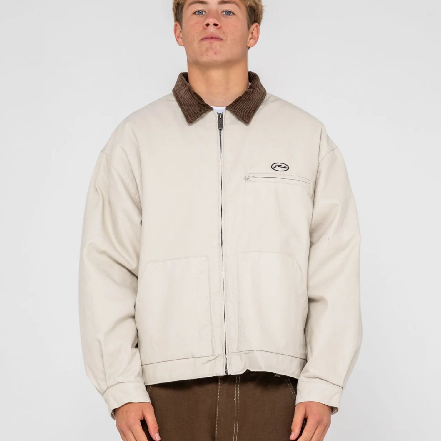 RUSTY MENS WOOKIE WORKWEAR JACKET - ABBEY STONE