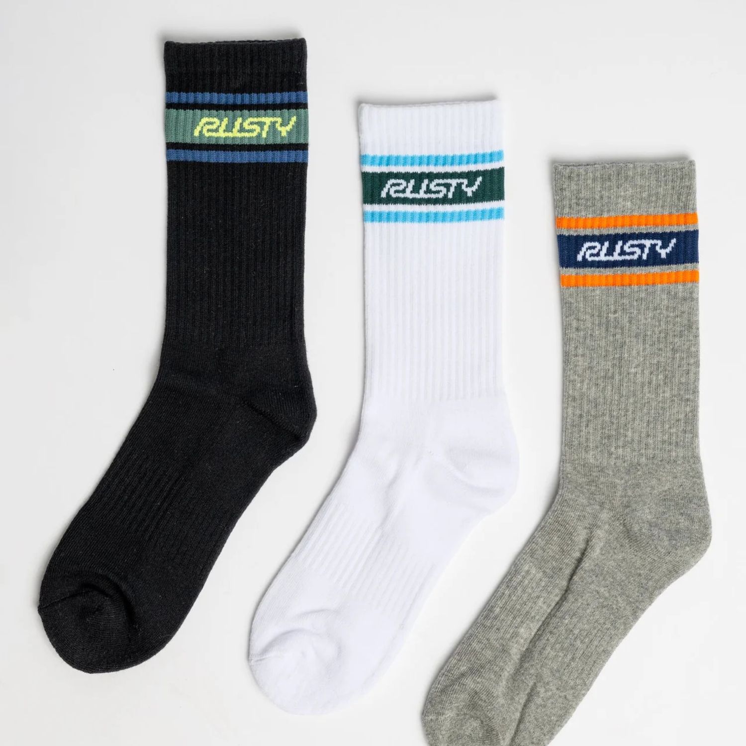 RUSTY MENS PIT CREW MID CALF 3-SOCK PACK - MULTI