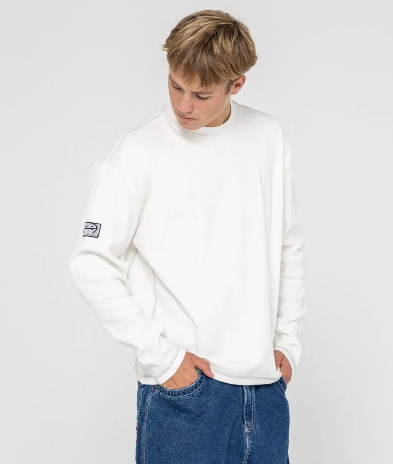 RUSTY MENS SLACK JACK L/S HEAVY TEE - WHITE