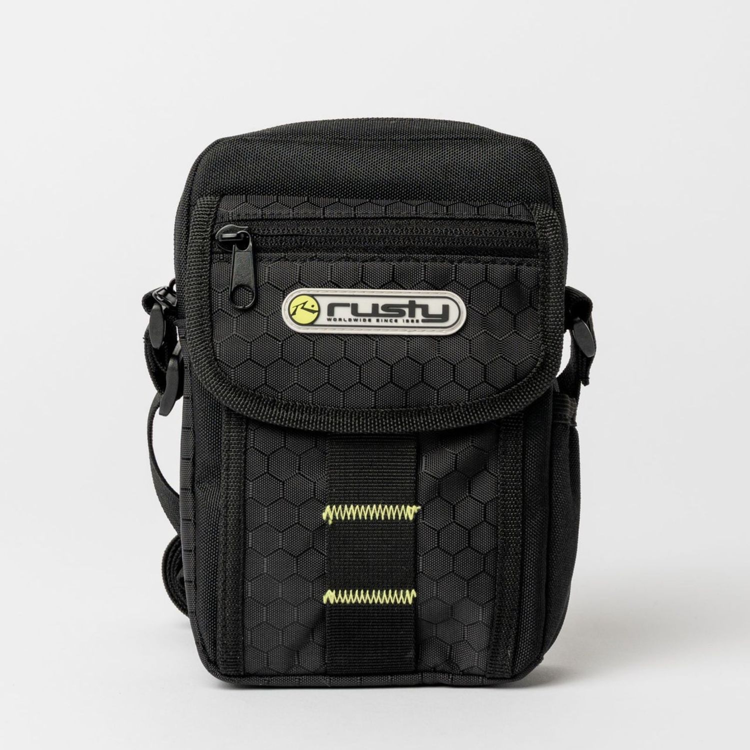 RUSTY MENS VOLTAGE CROSSBODY BAG - BLACK / SULPHUR