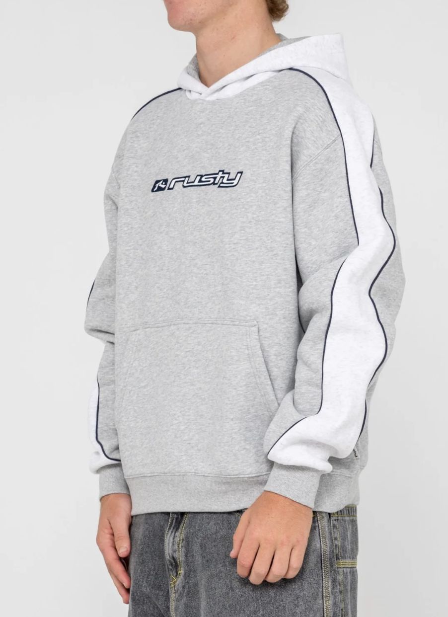 RUSTY MENS PANELA ANDERSON 2.0 HOODED FLEECE - GREY MARLE