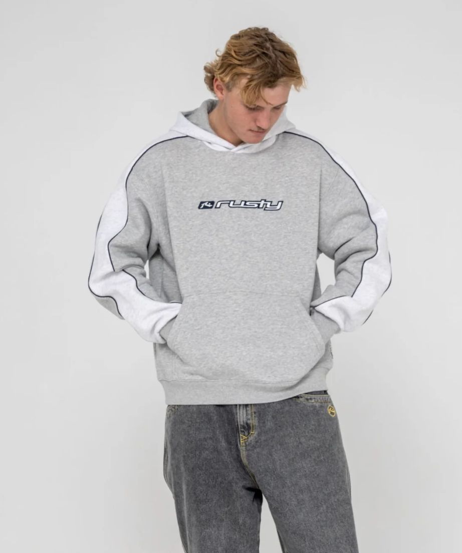 RUSTY MENS PANELA ANDERSON 2.0 HOODED FLEECE - GREY MARLE