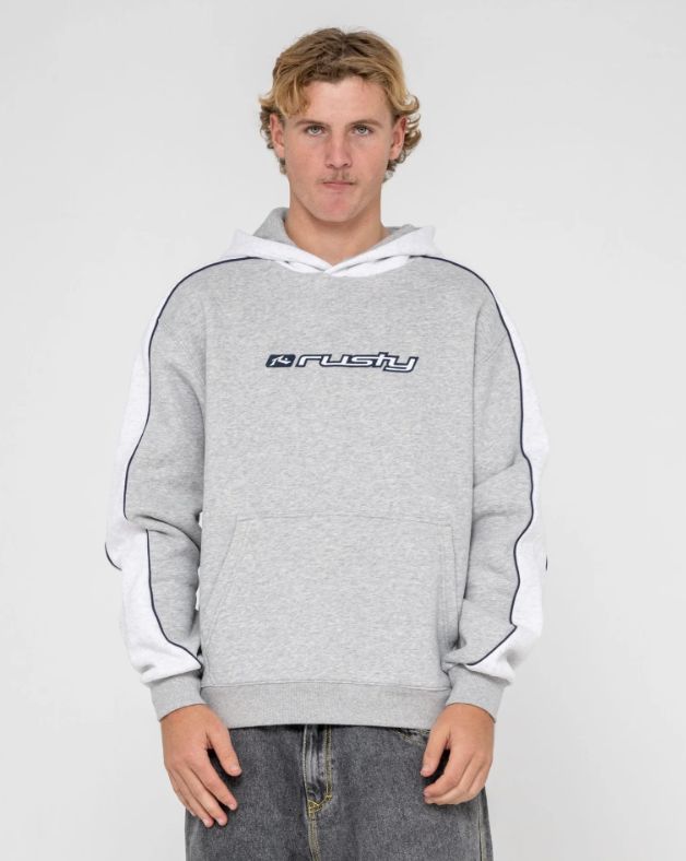 RUSTY MENS PANELA ANDERSON 2.0 HOODED FLEECE - GREY MARLE