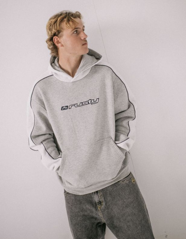 RUSTY MENS PANELA ANDERSON 2.0 HOODED FLEECE - GREY MARLE