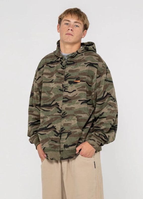 RUSTY MENS RAMBO ZIP THRU HOODED FLEECE - CAMO