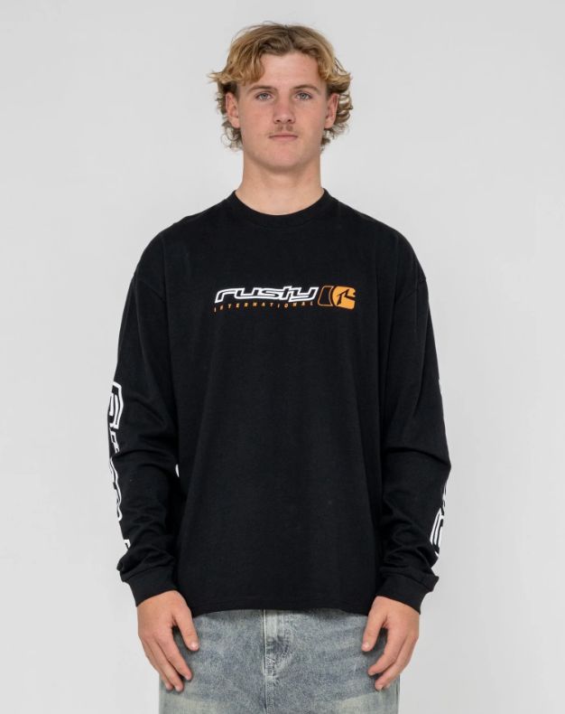 RUSTY MENS JETSETTER L/S TEE - BLACK