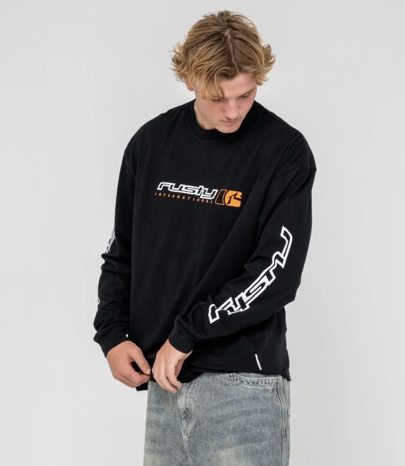 RUSTY MENS JETSETTER L/S TEE - BLACK