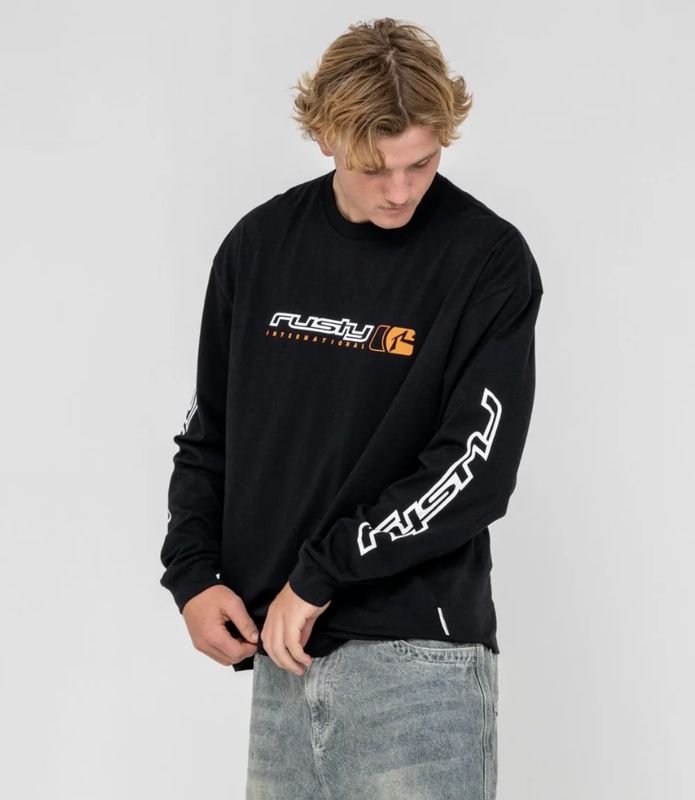 RUSTY MENS JETSETTER L/S TEE - BLACK