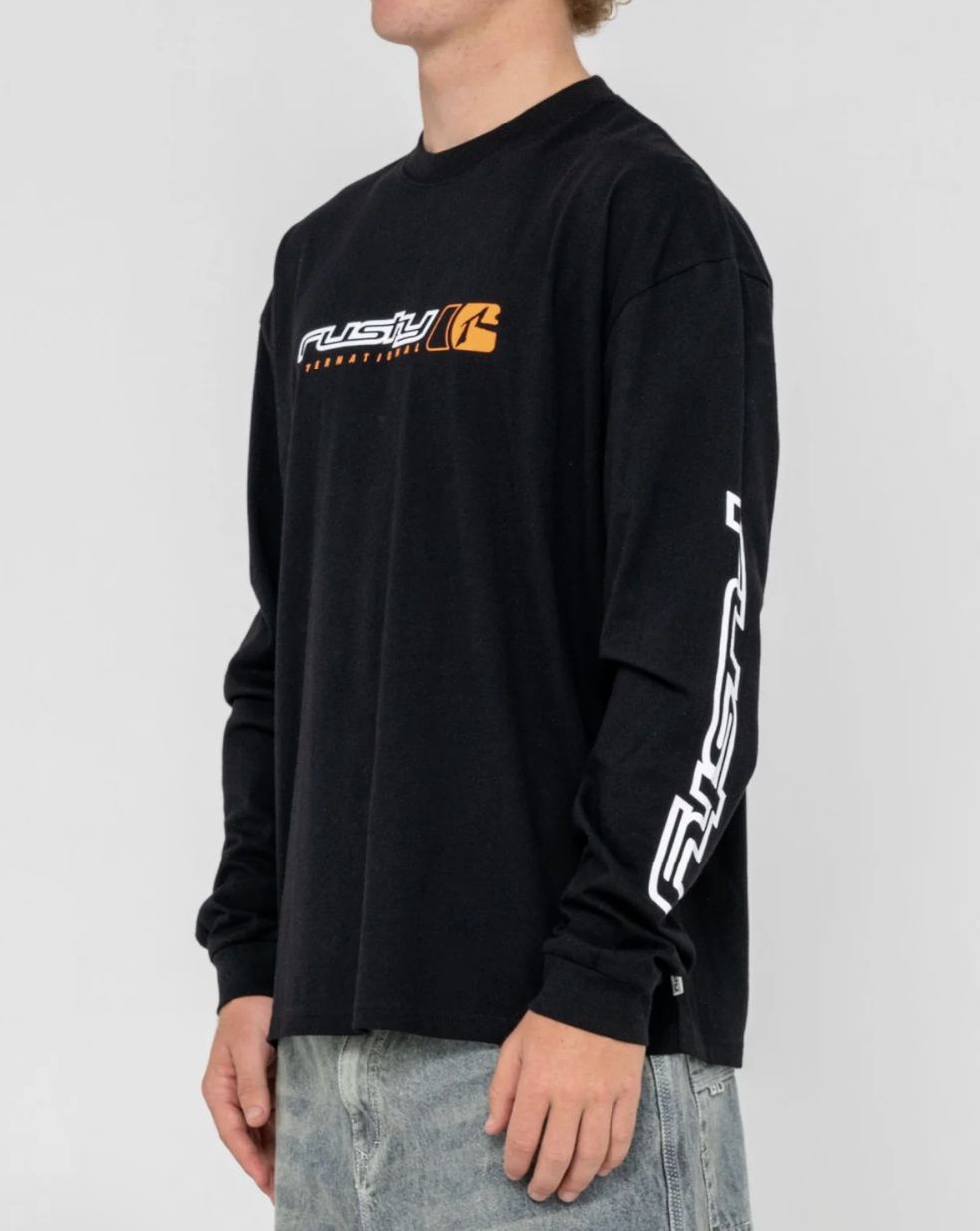 RUSTY MENS JETSETTER L/S TEE - BLACK