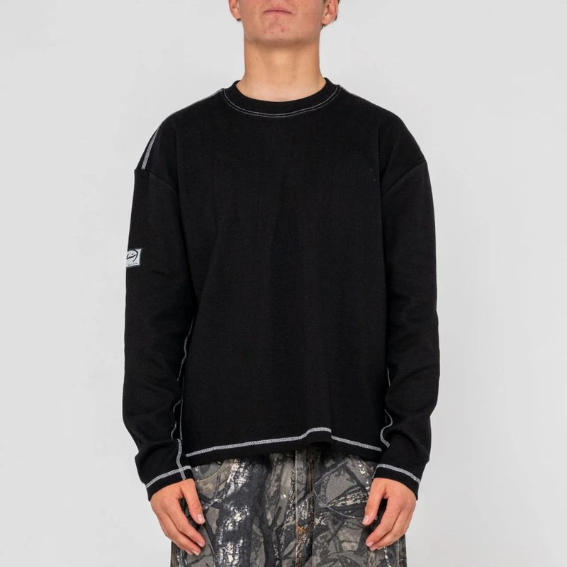 RUSTY MENS SLACK JACK L/S HEAVY TEE - BLACK