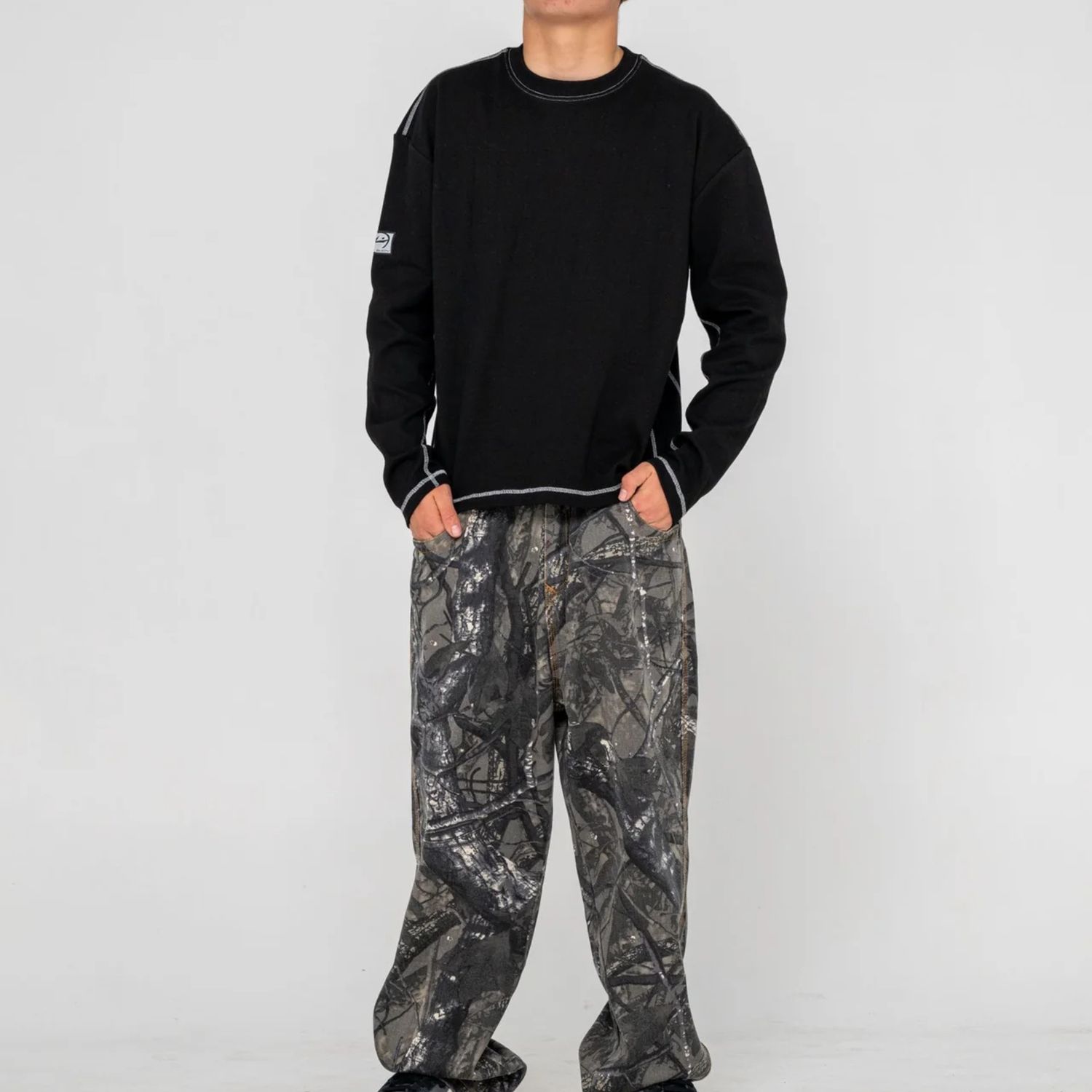 RUSTY MENS SLACK JACK L/S HEAVY TEE - BLACK