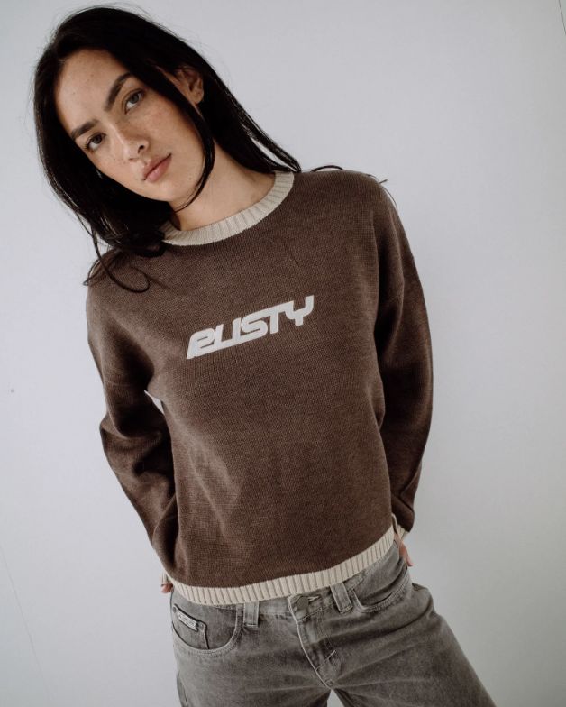 RUSTY WOMENS RIDER RELAXED CREW NECK KNIT - PINECONE