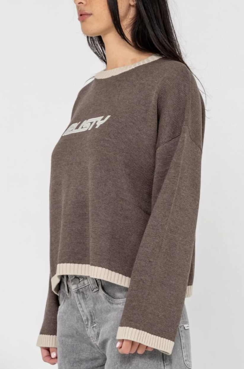 RUSTY WOMENS RIDER RELAXED CREW NECK KNIT - PINECONE