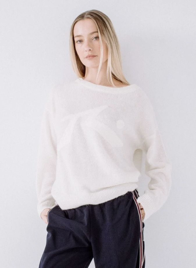 RUSTY WOMENS MILES OPEN KNIT CREW - WHITE