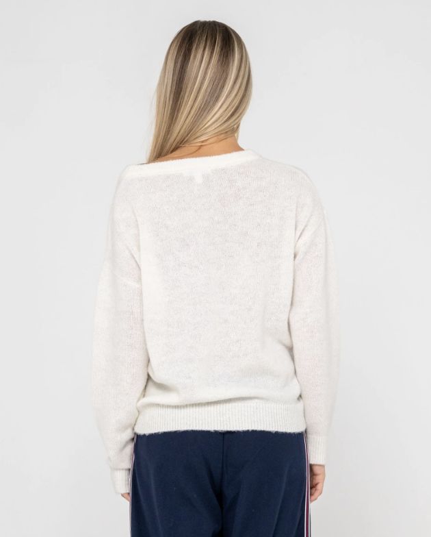 RUSTY WOMENS MILES OPEN KNIT CREW - WHITE
