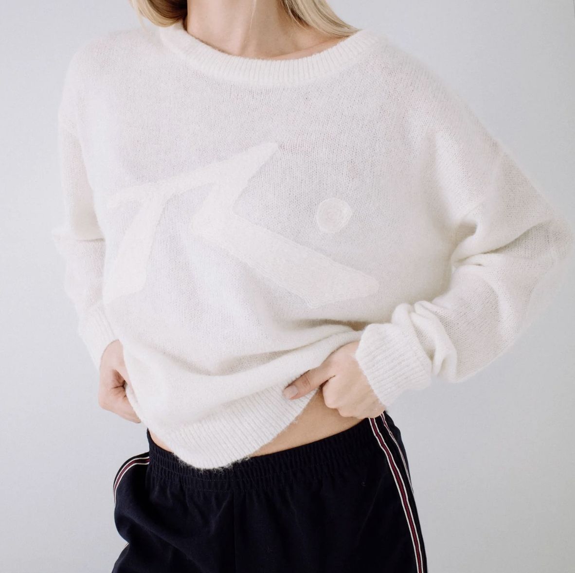 RUSTY WOMENS MILES OPEN KNIT CREW - WHITE