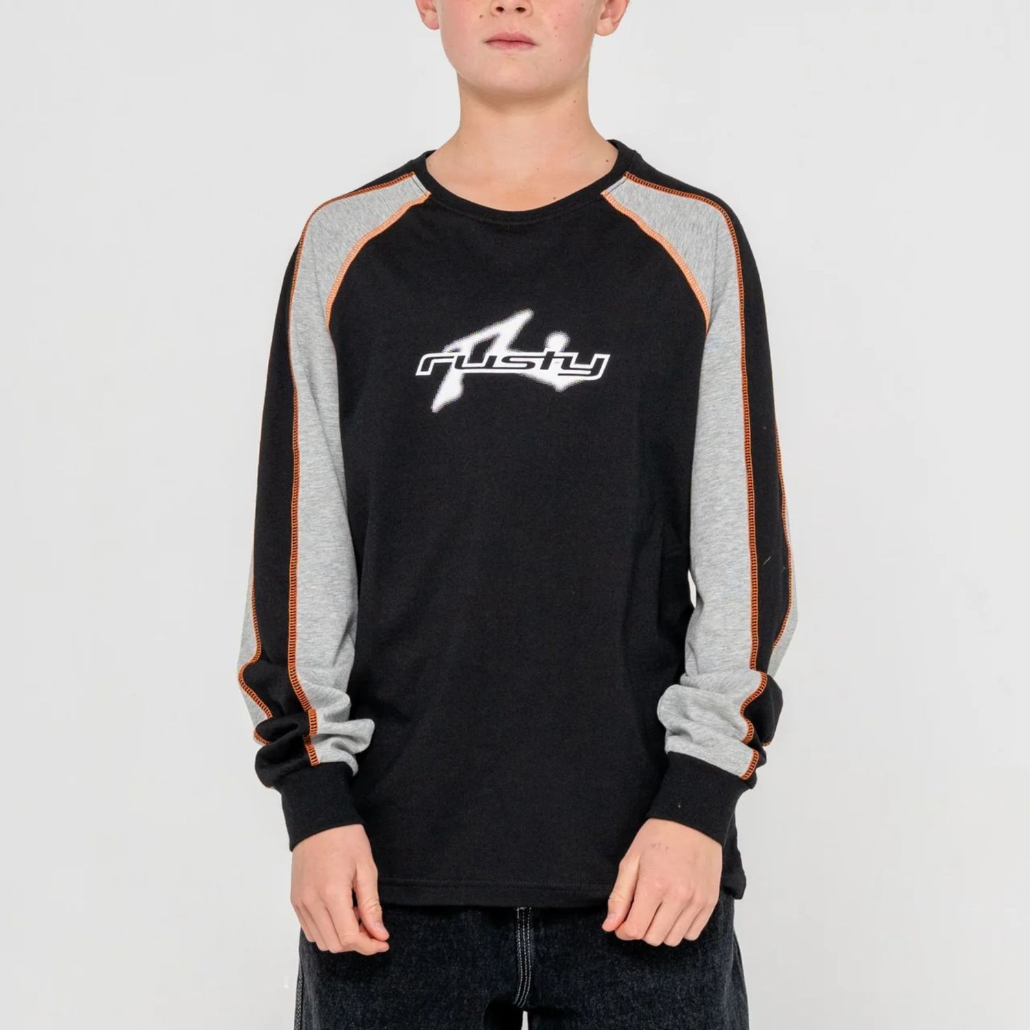 RUSTY TEEN BOYSFADE R L/S TEE - BLACK